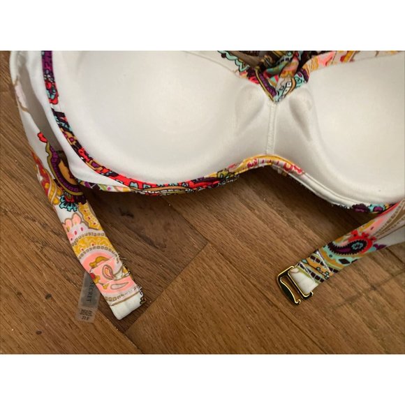 Victoria’s Secret 32B Swim Bikini Top Halter Underwire Padded Paisley MultiColor - Picture 3 of 9